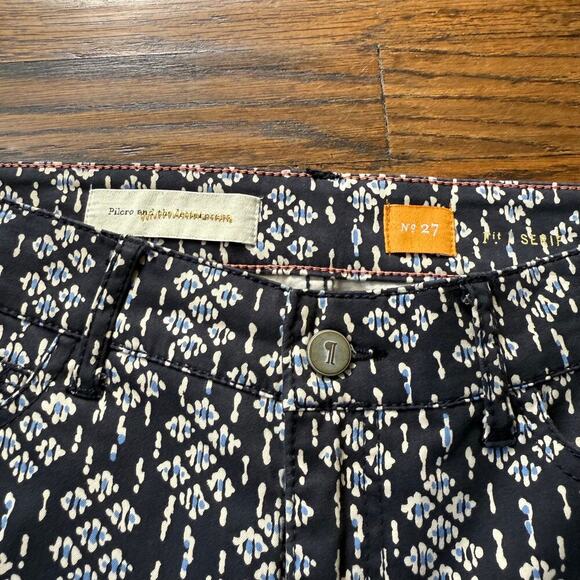 Anthropologie Pilcro Serif Sateen Skinny Jeans Womens Size 27 Blue Ankle Zip EUC - Picture 5 of 9